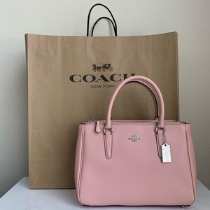 New Coach Pink Leather Surrey Carryall Satchel